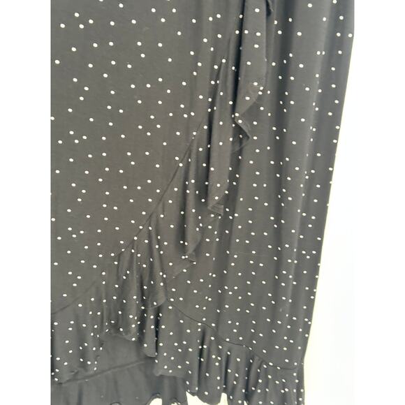 Ingrid & Isabel Maternity Racerback Ruffle Maxi Dress Black White Polka Dots XL - Picture 6 of 10